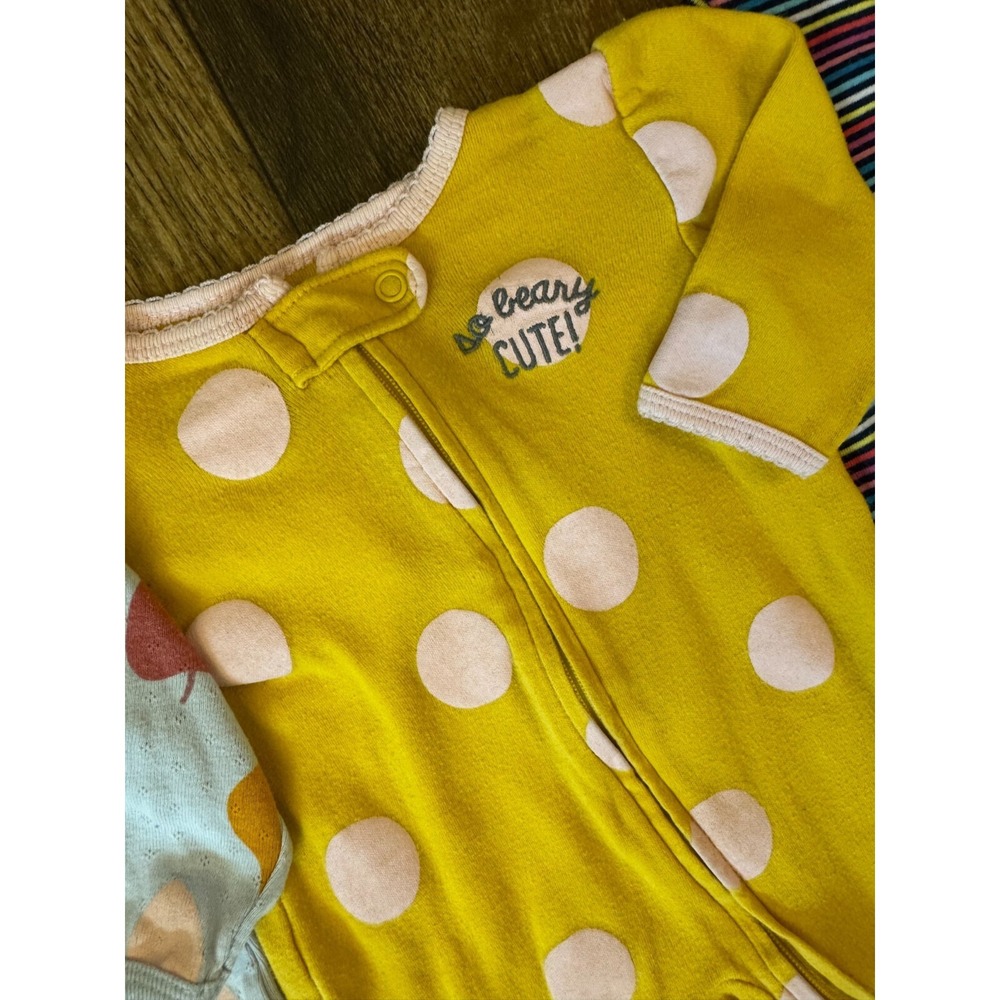 Carters Sleepers Girl 3 Months Lot Rompers Outfits Sleep N Plays Bundle Fruit - Picture 7 of 11